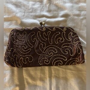 Chic Brown Clutch with Gold Detailing